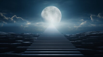 A staircase leading to the moon beautiful image Ai generated art - Powered by Adobe