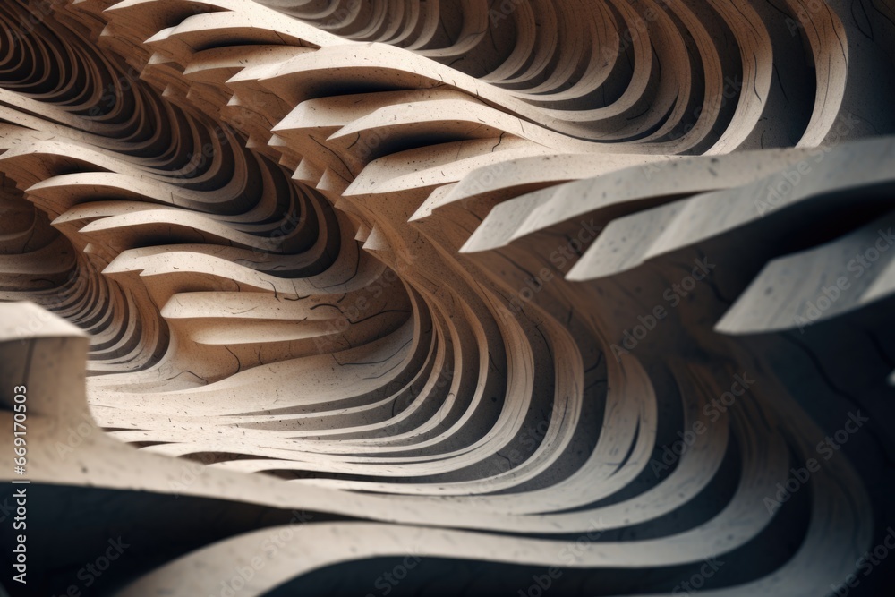 Poster a detailed close-up of a wooden sculpture featuring elegant curves. perfect for adding a touch of na