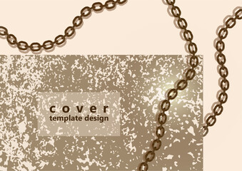 Metal chain made of gold. Realistic seamless wavy chains. Template for your design. Vector