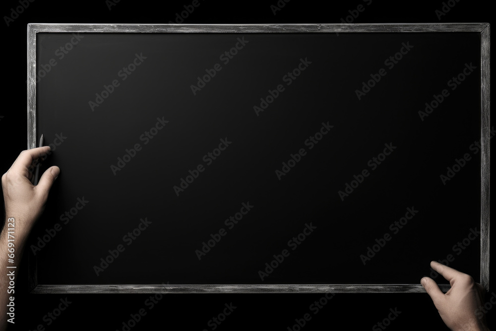 Poster a person holding a blackboard in their hands. this versatile image can be used for various purposes