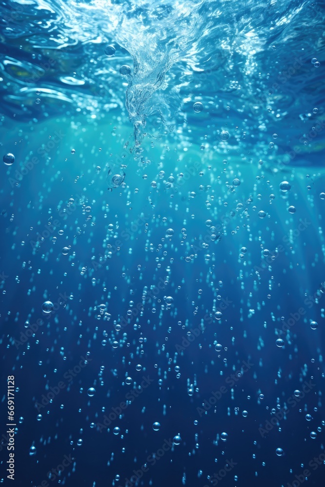 Poster A captivating image of a large amount of bubbles floating in the water. Perfect for adding a touch of magic and tranquility to any project