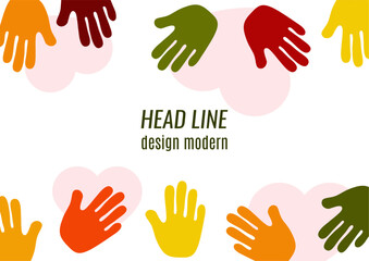 Abstract background with different palms. The concept of friendship, mutual assistance, together. Vector