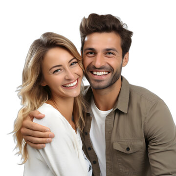Couple taking a selfie isolated on transparent or white background, png
