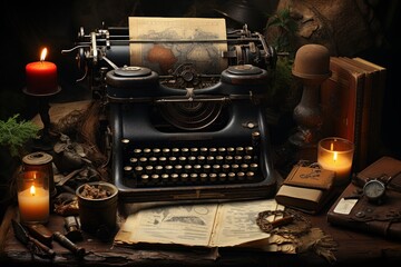 typewriter on a journalist's desk