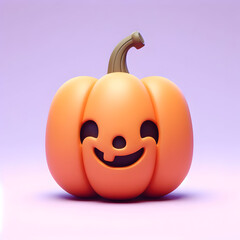 3D Cute Halloween Pumpkin with Smiley Face