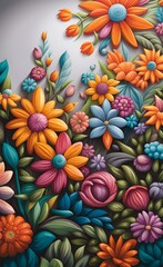 Fototapeta na wymiar Beautiful bright color flowers wall mural, Generative AI