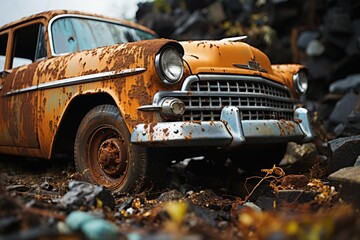 Fototapeta premium abandoned and rusted old vehicle