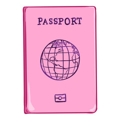 Vector Cartoon Pink International Passport.