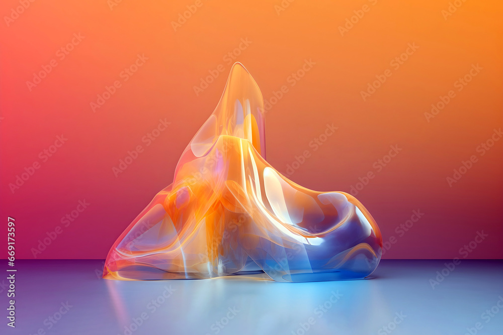 Wall mural abstract colorful gradient translucent wave background. modern glossy colorful translucent fluid mot