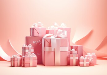 Mothers day with christmas gift boxes