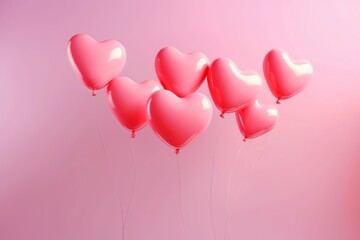 Heart-shaped balloons on pastel background. Valentine's Day or wedding background concept.