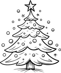 Christmas tree coloring page for kids