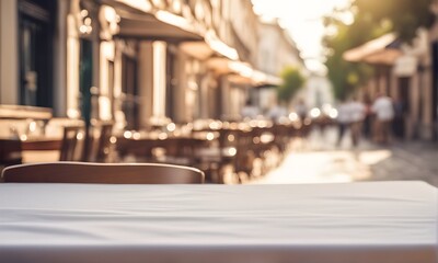 Naklejka premium Empty restaurant table, versatile product mockup