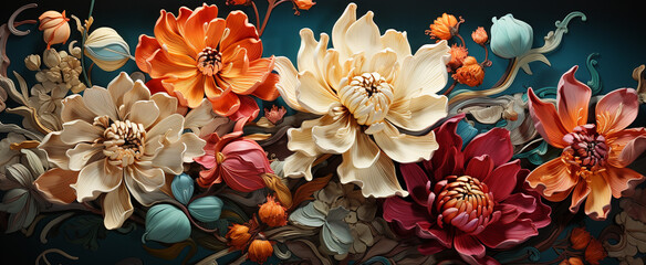 Fototapeta premium colorful flowers watercolor wallpapers, airbrush art background