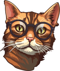 Portrait of Cat with glasses, sticker