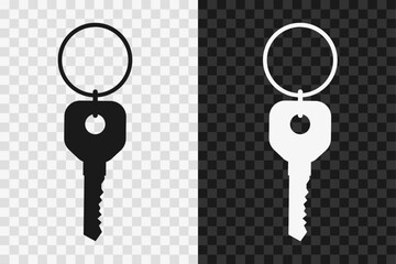 Key silhouette icon, vector glyph sign. Key symbol isolated on dark and light transparent backgrounds.