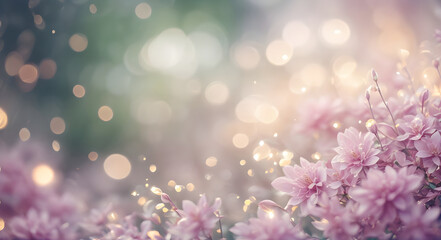 Nature background. Fresh grass with flowers. AI