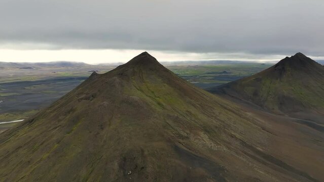 Aerial view of Icelandic landscape. Iceland Drone footage