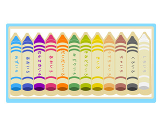 クレヨン（12色）　箱に入ったクレヨン12色は一本ずつ切り離して使えます　 © 桜 みずき