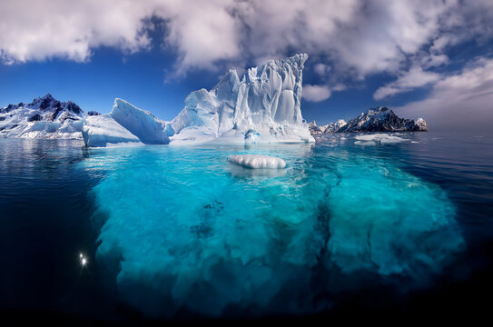 Iceberg slowly melting off the coast of the Antarctic Peninsula - Antarctica