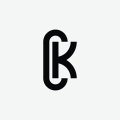 CK or KC monogram letter logo design