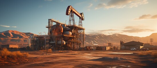 Oil drilling pump. Oil industry equipment.background - obrazy, fototapety, plakaty