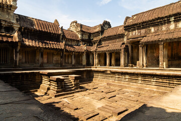 Detail of one of the inner courtyards of the famous Angkor Wat temple in Cambodia.
