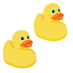 Vector yellow rubber duck for bathing duckling for children on white isolated background