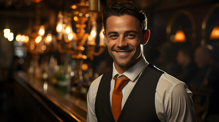 A smiling bartender portrait
