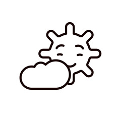 sun hidden behind a cloud - vector icon