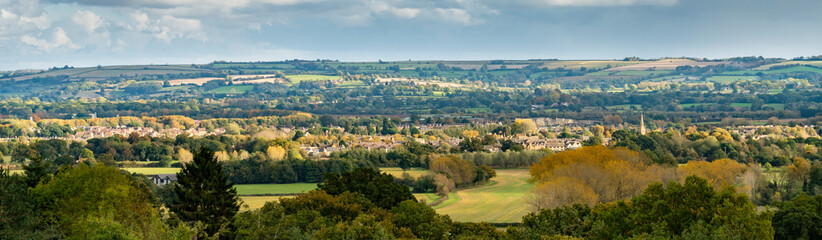Looking down On the Cotswold town of Morton in Marsh, England - 669189993