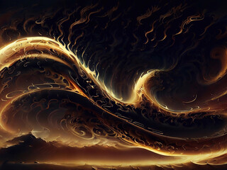 Dark abstract background with rays. AI