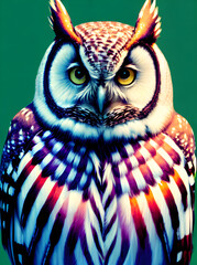 owls background knolling watercolour Kodachrome palette