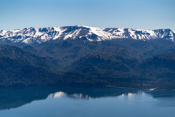 traful lake in the mountains of patagonia - obrazy, fototapety, plakaty