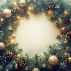Obraz na płótnie Canvas Christmas tree branches background with blank copy space. ai generative