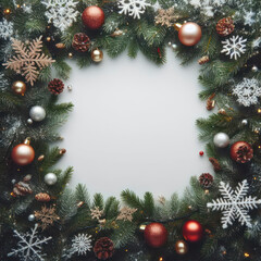 Fototapeta na wymiar Christmas tree branches background with blank copy space. ai generative