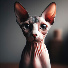 Closeup portrait of Sphynx cat looking at camera. ai generative