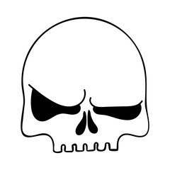 Evil skull line art. Hand drawn doodle illustration.