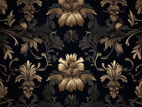 Free photo dark floral seamless pattern luxury wallpaper vintage texture