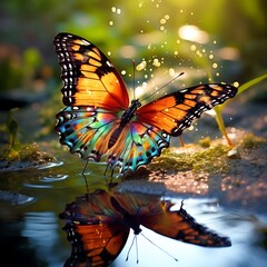 Fototapeta na wymiar butterfly in nature background ai generated