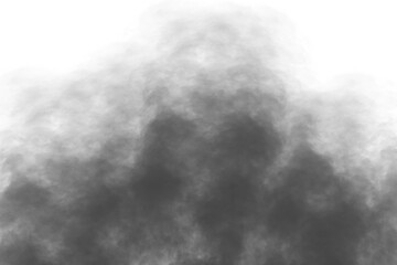 Abstract Grey smoke or dark fog effect on white background. mist or smog in PNG.