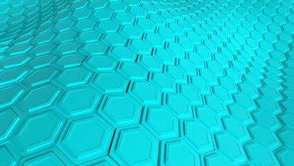 Blue hexagon 3d rendering background 