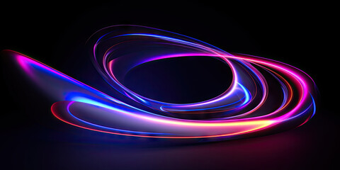 Vibrant neon lights forming a mesmerizing circular pattern.