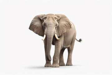 Fototapeta na wymiar Majestic March: An African Elephant on a White Canvas,elephant isolated on white background