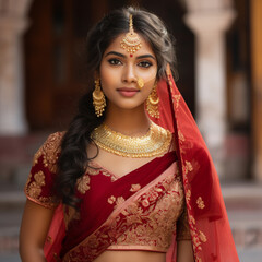 a beautiful Indian bride wearig saree