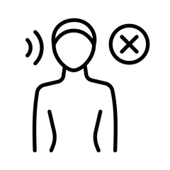 Hearing Aid or loss with Sound Wave. Earplug Outline Icon. Noise protection tool. Sleeping accessory. Vector simple style illustration