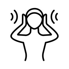 Hearing Aid or loss with Sound Wave. Earplug Outline Icon. Noise protection tool. Sleeping accessory. Vector simple style illustration