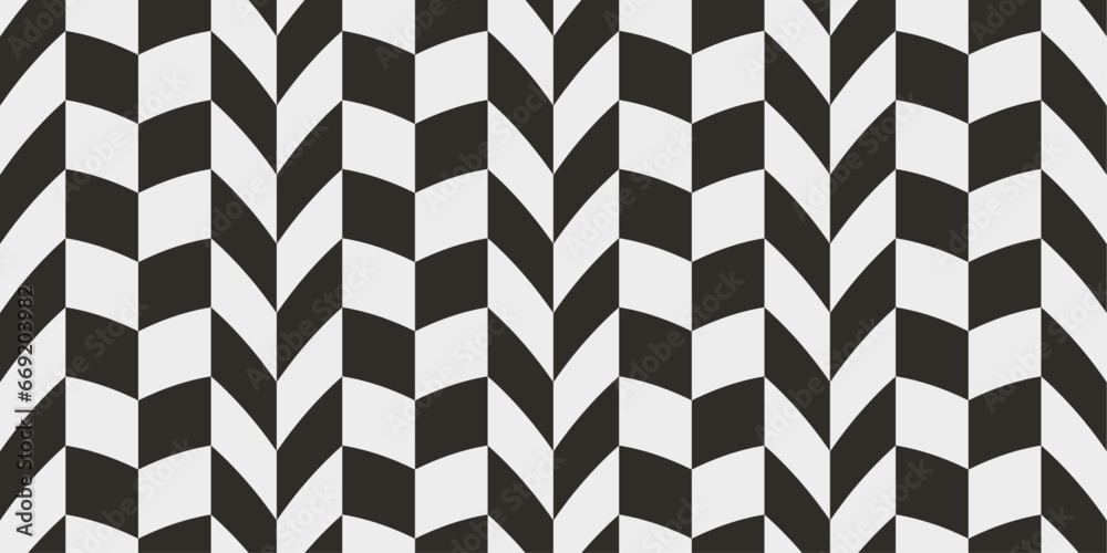 Fototapete Checkerboard pattern of diagonal rectangles. Abstract racing flag pattern. For print, interior, packaging, wallpaper, decoration, stylish design, cups, pillows, notebooks.