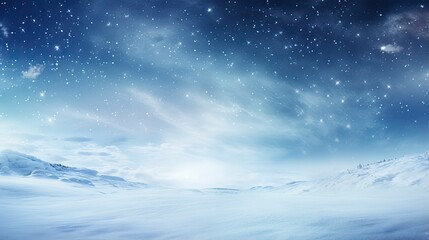 Winter snow background with snowdrifts with beautiful light and Snowy Christmas scene cozy winter night Landscape on the blue sky in the evening