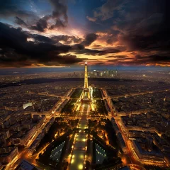 Foto op Canvas eiffel tower at night,Parisian Nightscape: The Eiffel Tower's Radiance over the City of Lights © Moon